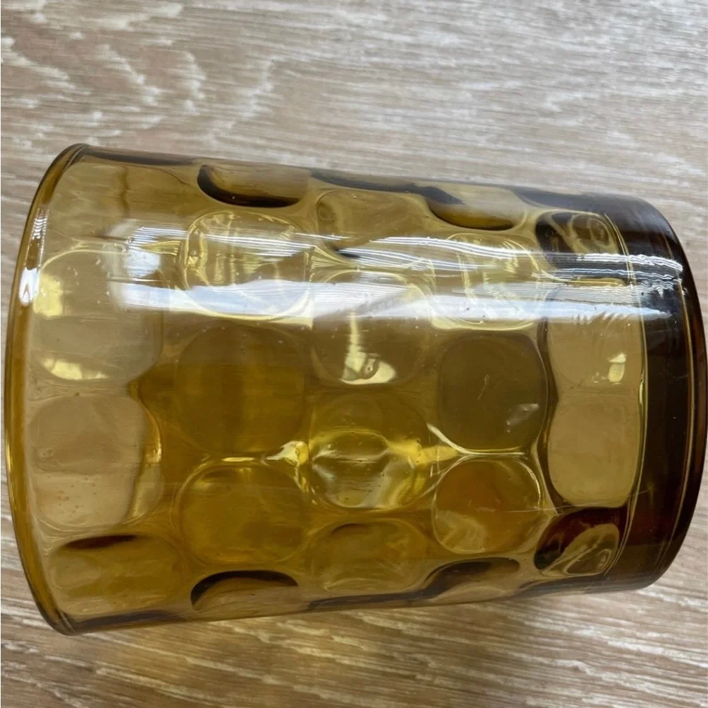 Set of 2 West Elm Dimpled Amber Drinking Glasses